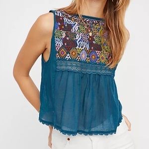 Free People Lohri Embroidered Tassel Crop Top